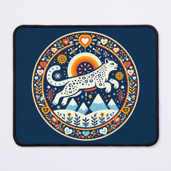 Item preview, Snow Leopard: Hope for Wildlife: Majestic Presence - Scandinavian Folk Art by heidiannemorris © designed and sold by FOLK ART FUSION by heidiannemorris.