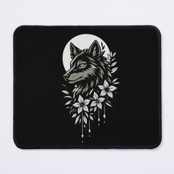 Item preview, Mystic Wolf with Flower Crown – Tattoo Art designed and sold by MarCinu Art.