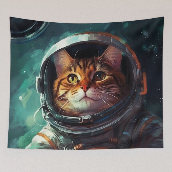 Item preview, Galaxy Space Cat – Cute Ginger Kitty Astronaut Art designed and sold by DREX MAGICA HOME By GGDesignsart.