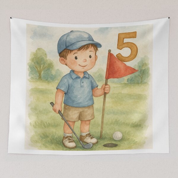 Item preview, 5th Birthday Boy Golfer Cute Golf Themed designed and sold by Monika Howarth.