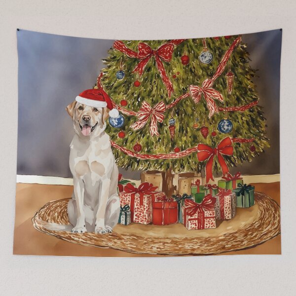 Item preview, Yellow Lab Christmas Tree Dog Puppy Watercolor designed and sold by Magnolia Valley Art.