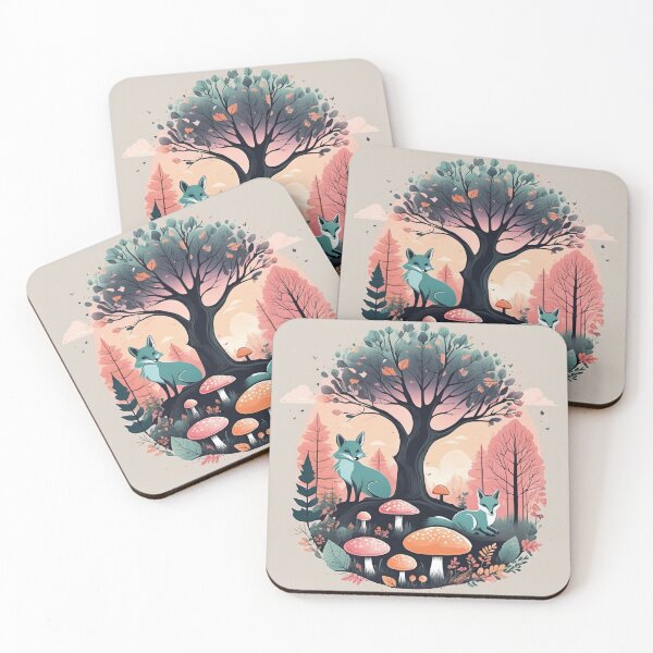Item preview, Ilustración de un zorro en un bosque de hongos, colores mutados, pastel suave designed and sold by BirdsnStuff.