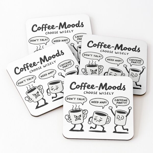 Item preview, Coffee Moods – Funny Black and White Cartoon Design designed and sold by Pulse Creativity Designs.