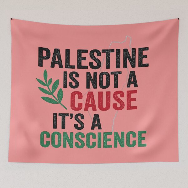 Item preview, Palestine Is Not a Cause, It’s a Conscience – Distressed Typography Olive Branch Design designed and sold by ArthUpscale.