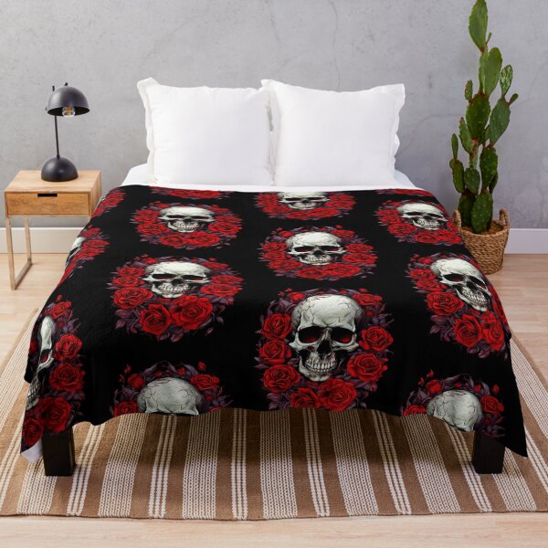 Item preview, Gothic Rose Skull, Edgy Skull Art Black and White designed and sold by BirdsnStuff.