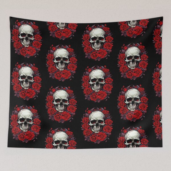 Item preview, Gothic Rose Skull, Edgy Skull Art Black and White  designed and sold by BirdsnStuff.