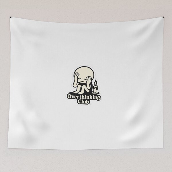 Item preview, Funny Relatable Overthinking Club Cartoon designed and sold by Mestyle0.
