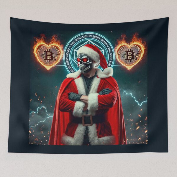Item preview, Sinister Cyber Santa Bitcoin Skull designed and sold by Voodoo Store Paranormal Collections.