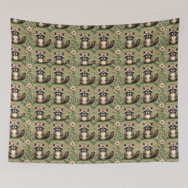 Item preview, Cottage Core Raccoon Pattern designed and sold by PatronesKawai.