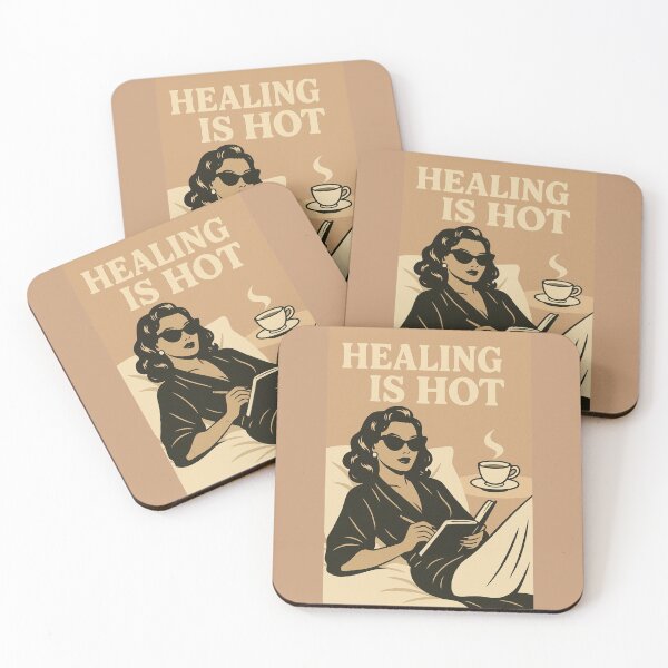 Item preview, Healing Is Hot – Retro Hollywood Glam Mental Health Quote Art designed and sold by Rest Babe.