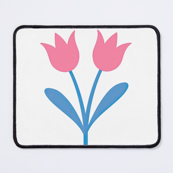 Item preview, Twin Pink Tulips with Blue Stems and Leaves designed and sold by ArtfulWeave.