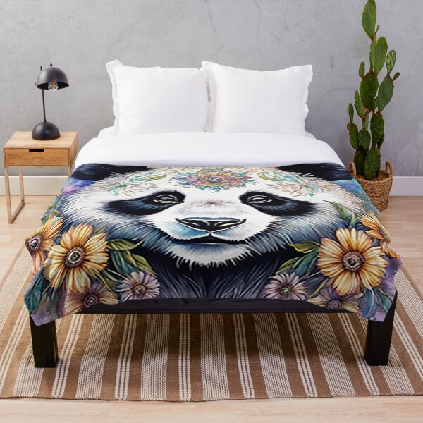 Item preview, Fantasy, Watercolor, Panda Bear With Flowers and Butterflies designed and sold by BirdsnStuff.
