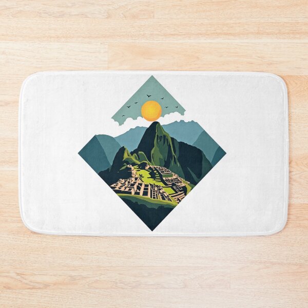 Item preview, "Machu Picchu Geometric Sunset – Vibrant Inca Ruins Art" designed and sold by Timeless Design.