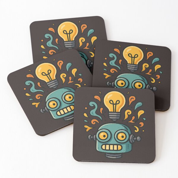 Item preview, Retro Robot Head with Lightbulb – Creative Idea Explosion designed and sold by MugLifeCo.