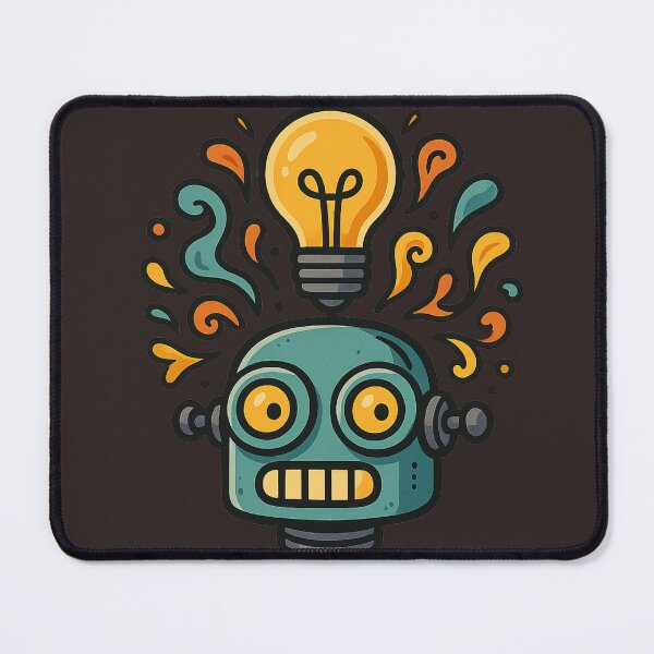 Item preview, Retro Robot Head with Lightbulb – Creative Idea Explosion designed and sold by MugLifeCo.