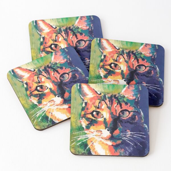 Item preview, Colorful cat portrait painting designed and sold by Frank J. Art.