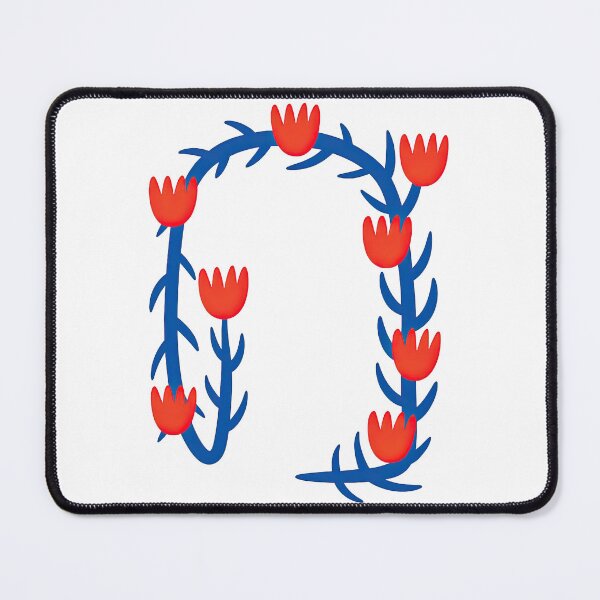 Item preview, Floral Frame with Red Tulip-Like Blooms and Blue Stems designed and sold by ArtfulWeave.