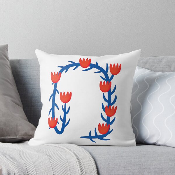 Item preview, Floral Frame with Red Tulip-Like Blooms and Blue Stems designed and sold by ArtfulWeave.