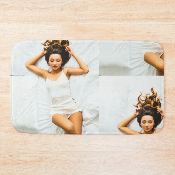 Item preview, Sensual Serenity – Woman in White Satin Slip on Soft Bedsheets designed and sold by LMV-Studio.