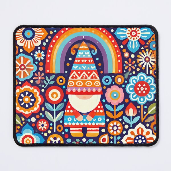 Item preview, Cute Colourful Gnome: Whimsical Rainbow Home - Scandinavian Folk Art by heidiannemorris © designed and sold by FOLK ART FUSION by heidiannemorris.