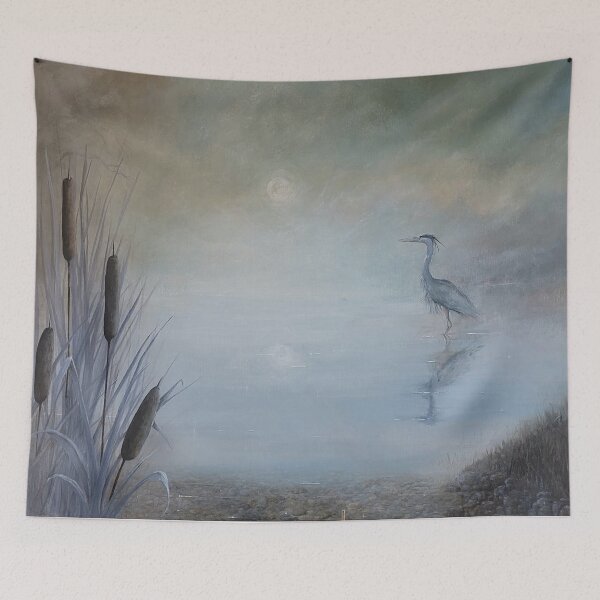 Item preview, Misty Blue Heron With River Cattails  designed and sold by Ediebxgood.