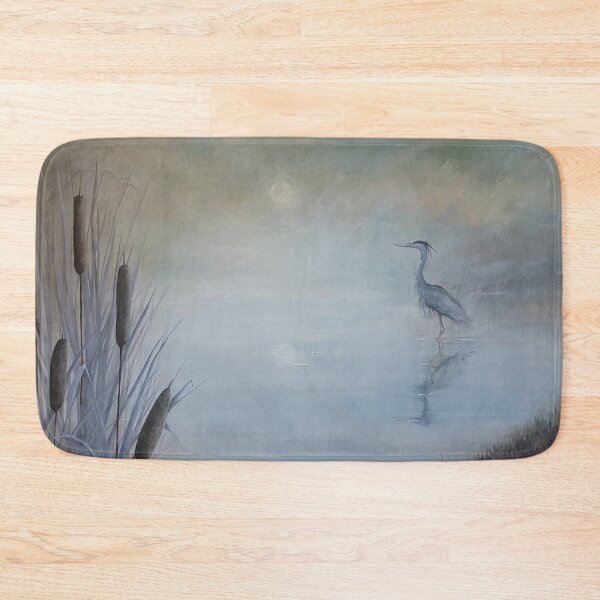 Item preview, Misty Blue Heron With River Cattails  designed and sold by Ediebxgood.