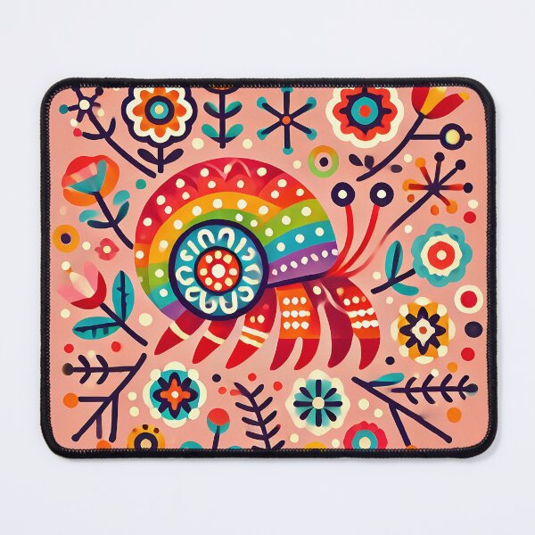 Item preview, Hermit Crab: Rainbow Shell Home - Scandinavian Folk Art by heidiannemorris © designed and sold by FOLK ART FUSION.