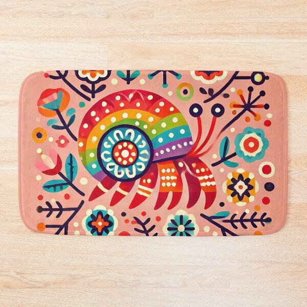 Item preview, Hermit Crab: Rainbow Shell Home - Scandinavian Folk Art by heidiannemorris © designed and sold by FOLK ART FUSION by heidiannemorris.