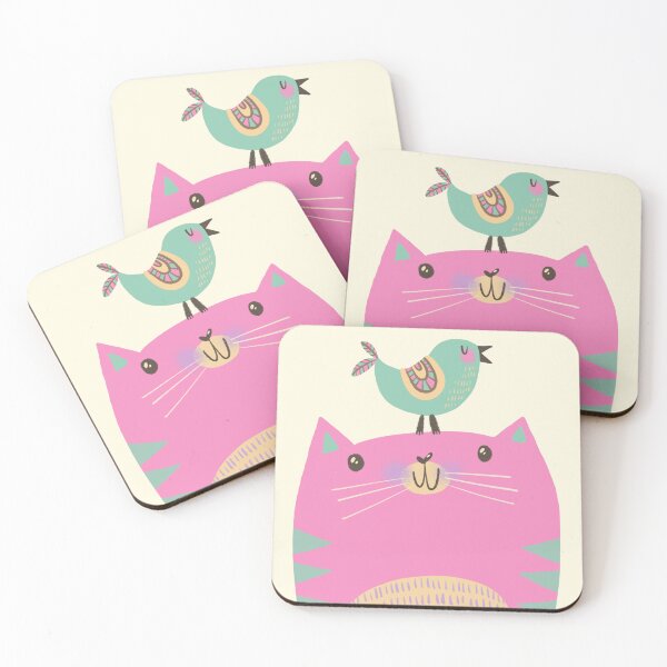 Item preview, Cat & Bird in Pastel Colors designed and sold by poket.piktures.