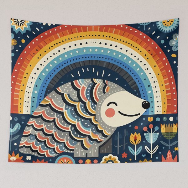 Item preview, Pangolin: Hope for Wildlife: Rainbow Scales - Scandinavian Folk Art by heidiannemorris © designed and sold by FOLK ART FUSION by heidiannemorris.