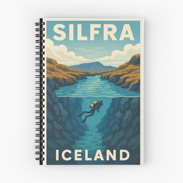Item preview, Silfra Iceland Scuba Diver Vintage Travel Poster designed and sold by Slubor.