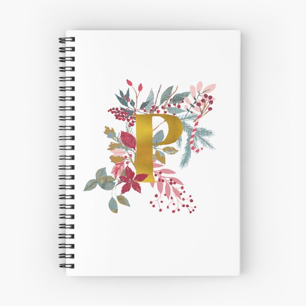 Item preview, Personalized Holidays Christmas gift MONOGRAM GOLD letter alphabet P with watercolor floral designed and sold by Katarina Roccella.