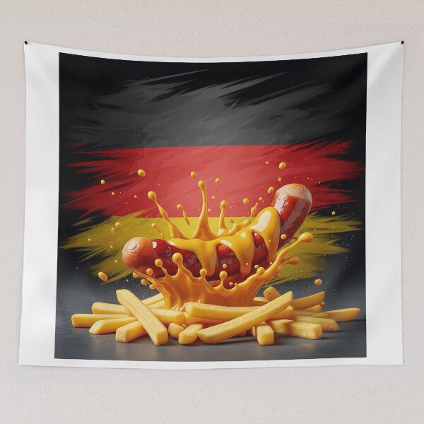 Item preview, German Streetfood Explosion – Art with Currywurst & Fries designed and sold by Mark Fischer.