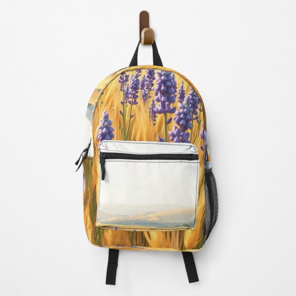 Artikelvorschau, Goldenes Weizenfeld mit lila Wildblumen – Verträumte Landschaftskunst entworfen und verkauft von MiraLumeStudio.