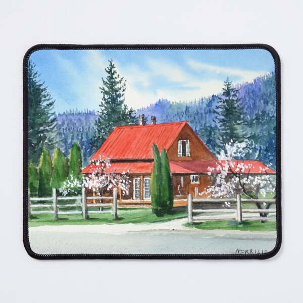 Item preview, Forest Red House in the Spring designed and sold by MerriliesBrush.