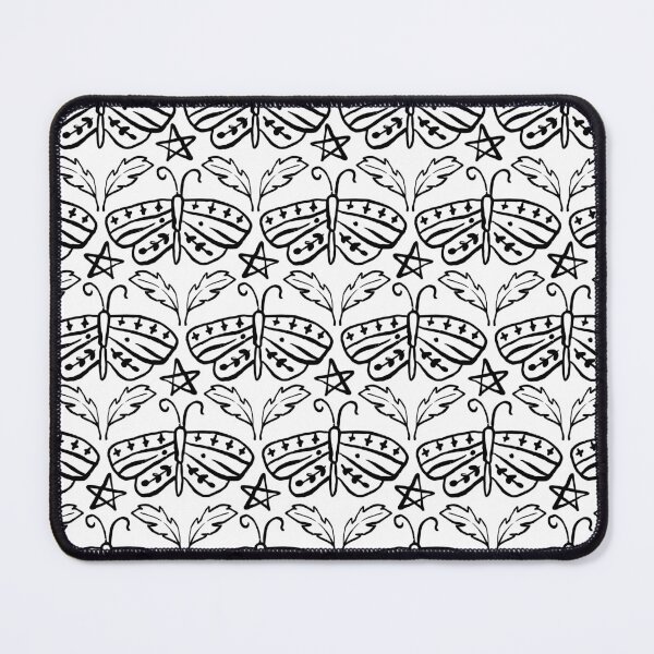 Item preview, Black Ink Work Butterflies and Stars Pattern designed and sold by Farissa Designs.