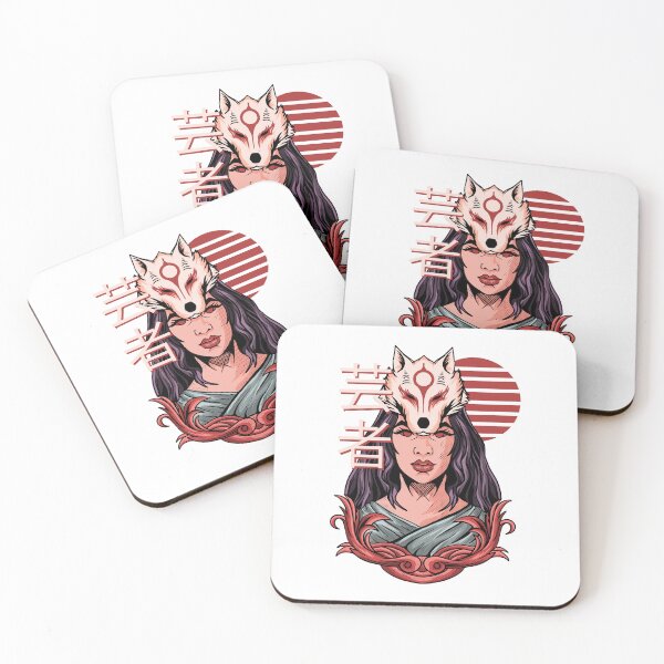 Item preview, Oriental girl with Japanese god mask designed and sold by Joncasmiart.