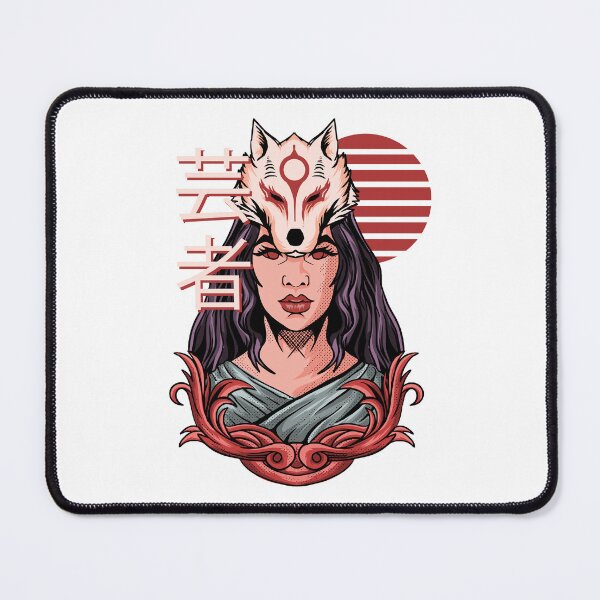 Item preview, Oriental girl with Japanese god mask designed and sold by Joncasmiart.