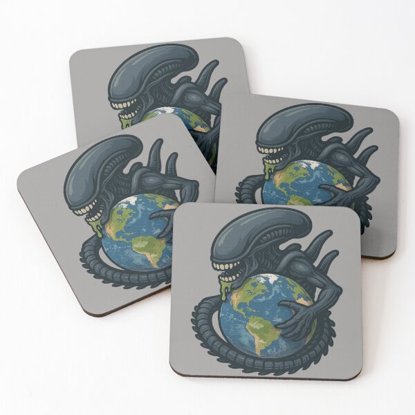 Item preview, Cartoon alien invading Earth – stylized sci-fi horror art designed and sold by LoomisDreams.