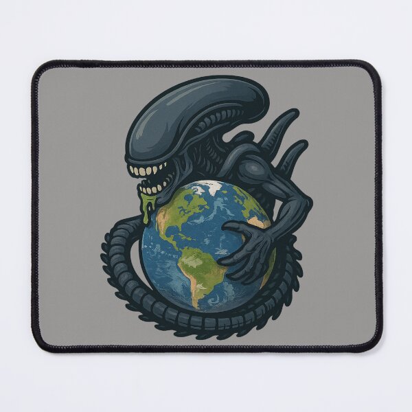 Item preview, Cartoon alien invading Earth – stylized sci-fi horror art designed and sold by LoomisDreams.