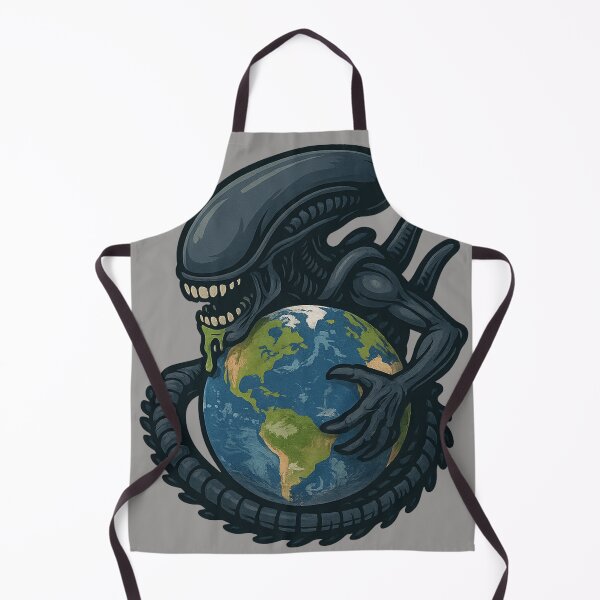 Item preview, Cartoon alien invading Earth – stylized sci-fi horror art designed and sold by LoomisDreams.