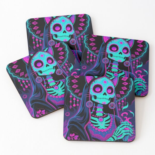 Item preview, Catrina – Elegant Catrina Neon – Day of the Dead Inspired Illustration designed and sold by  Ojo de Lilith.