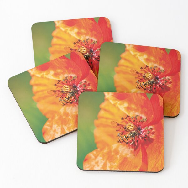 Item preview, Hoverfly on Poppy – Bright Macro Nature Photography designed and sold by 3 Hours of Silence.