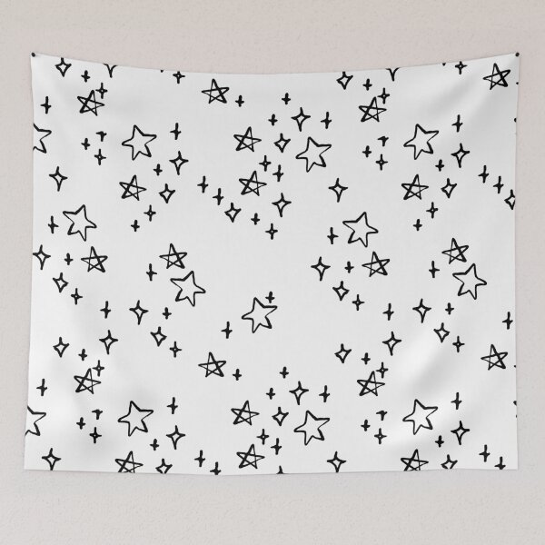 Item preview, Sparkle Hand Drawn Stars in Black and White Pattern designed and sold by Farissa Designs.