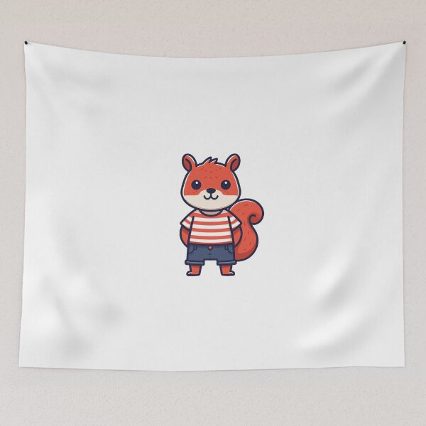 Item preview, Cheerful Cartoon Squirrel in Striped Jumper – Cute Dressed-Up Animal designed and sold by Confuzz1ed.