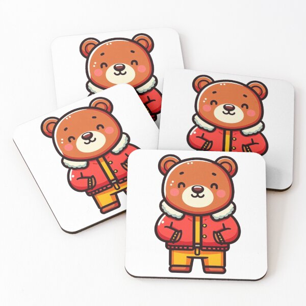 Item preview, Friendly Cartoon Bear in Red Jacket – Bold and Cute Animal Art designed and sold by Confuzz1ed.