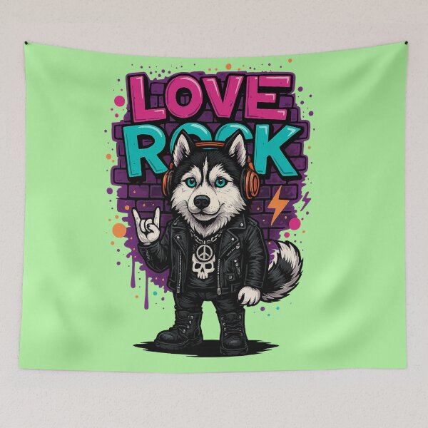 Item preview, Rocker Dog - Husky with Leather Jacket and Headphones designed and sold by Idelab-11.