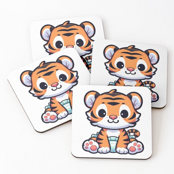 Item preview, Smiling Baby Tiger in Diaper – Playful Cartoon Animal Illustration designed and sold by Confuzz1ed.