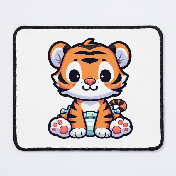 Item preview, Smiling Baby Tiger in Diaper – Playful Cartoon Animal Illustration designed and sold by Confuzz1ed.