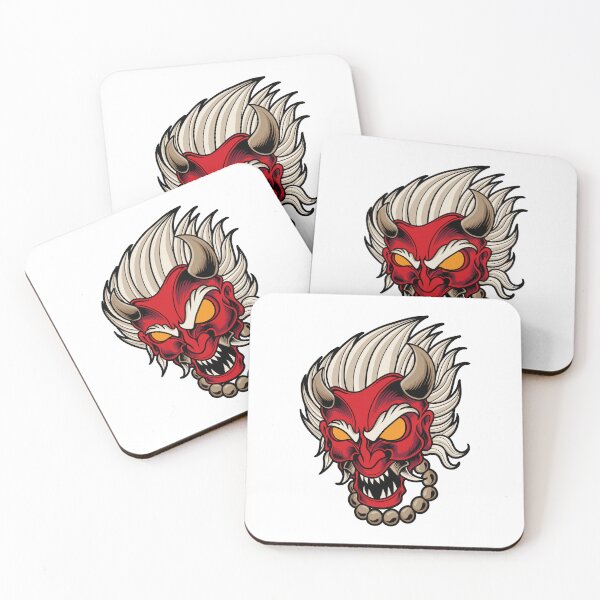 Item preview, Red demon mask oriental mythology designed and sold by Joncasmiart.